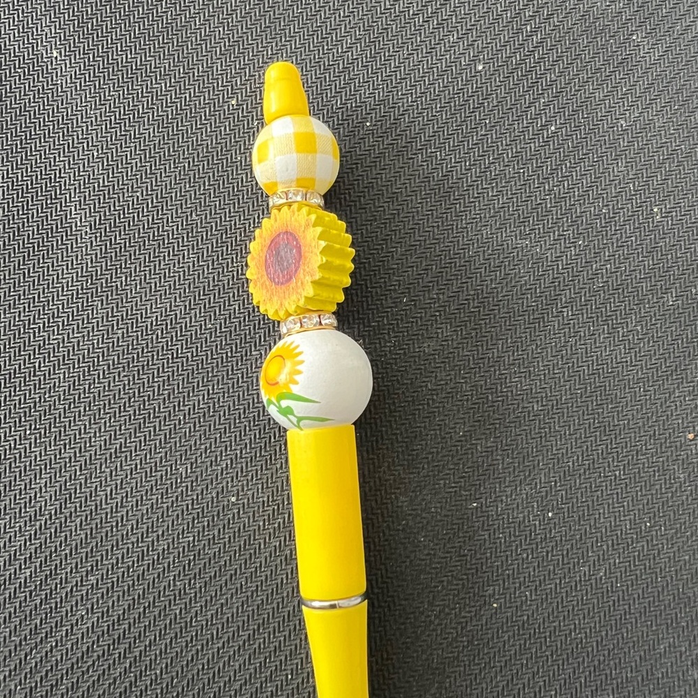 Sunflower Beaded Yellow Pen